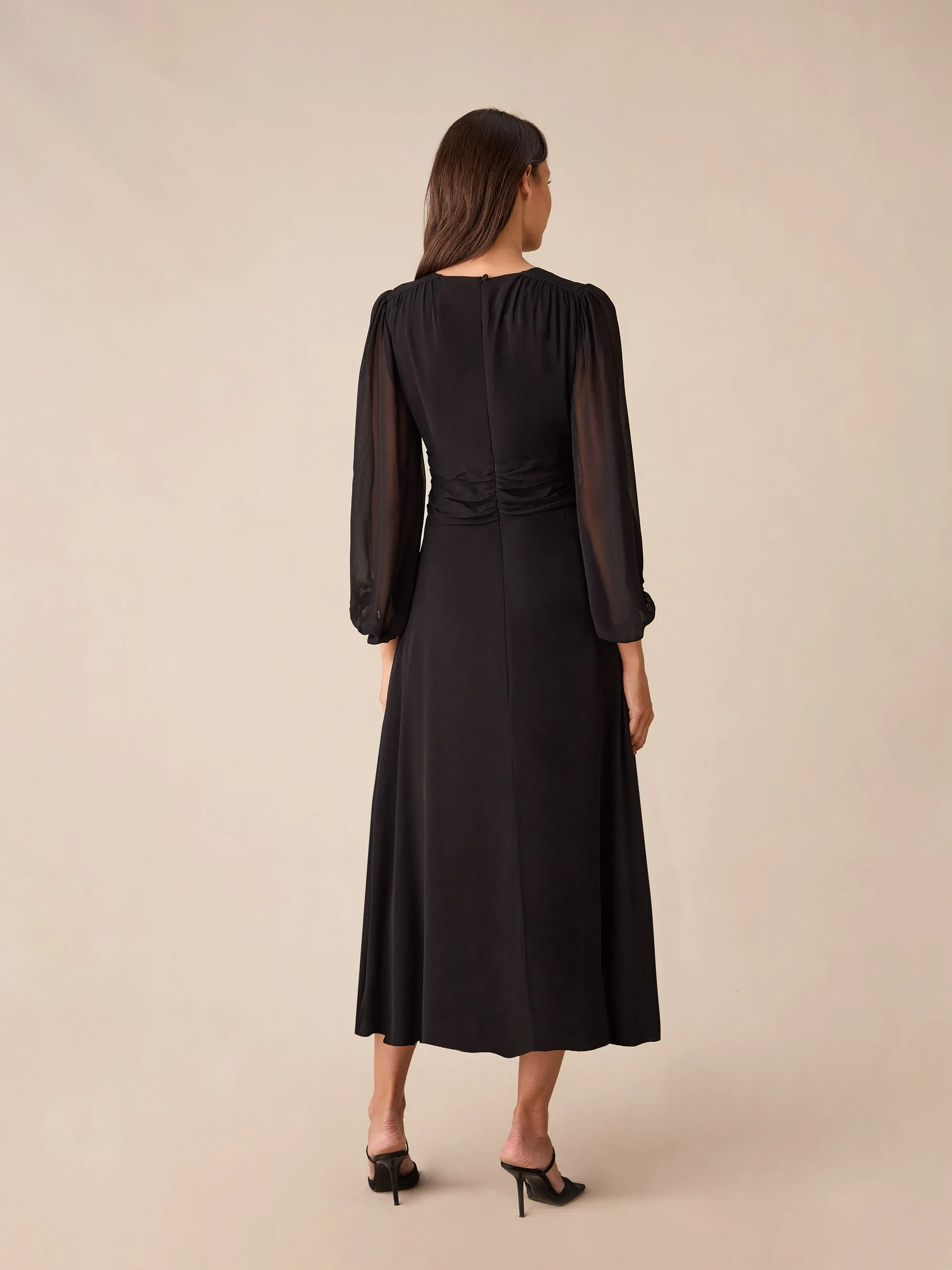 Black Ruched Waist Dress