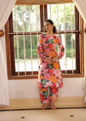 Blossom Kurta- Mosaic Pink Print