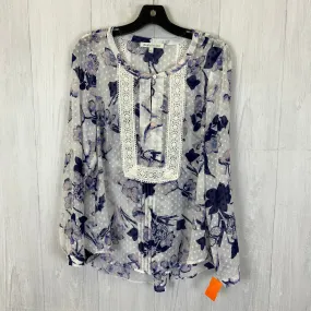 Blue & White Top Long Sleeve Daniel Rainn, Size M