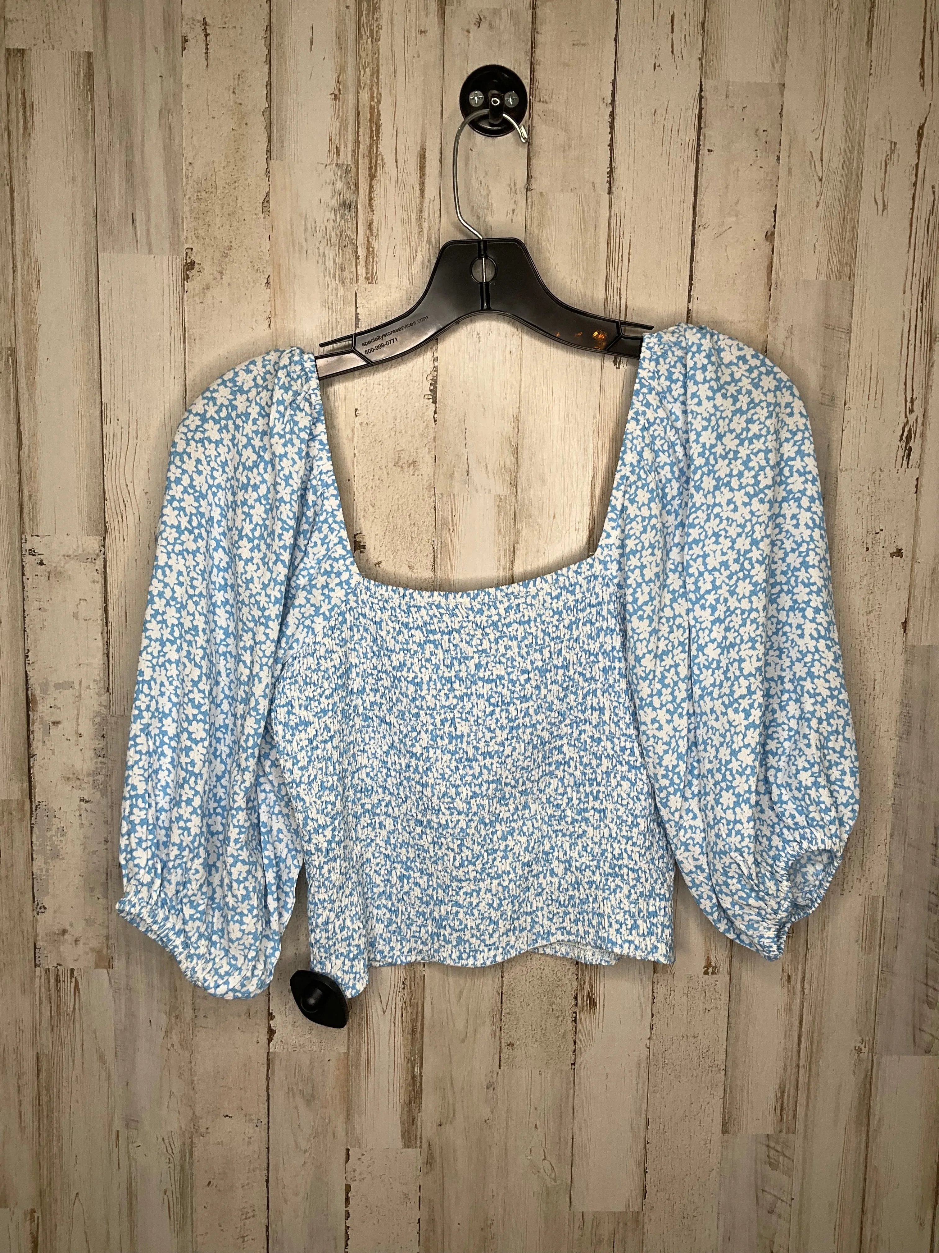 Blue & White Top Short Sleeve Grace, Size M