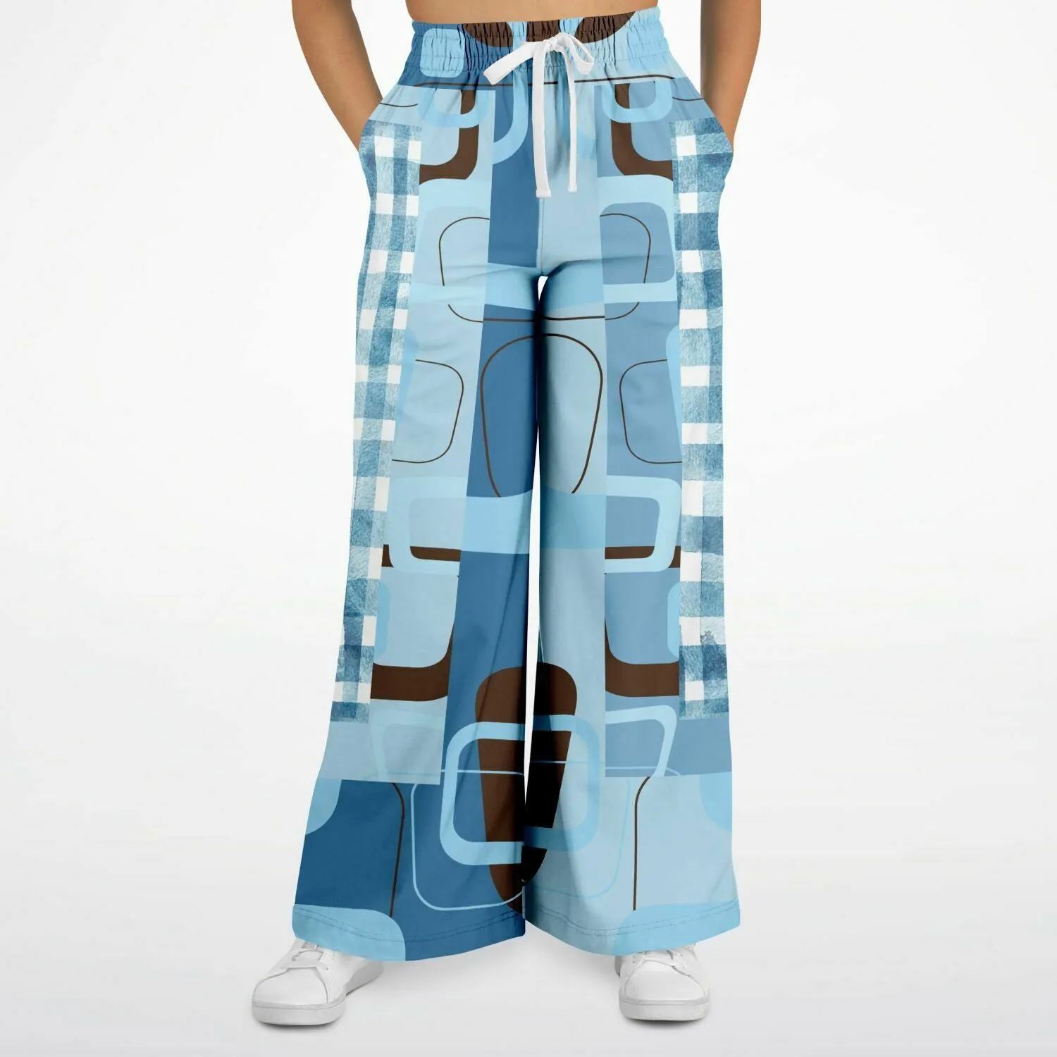 Blue Geo Plaid SW Stretchy Phat Bellbottoms