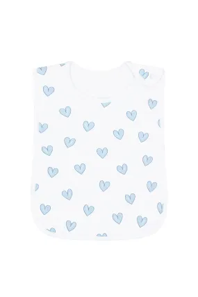 Blue Heart Print Feeding Bib