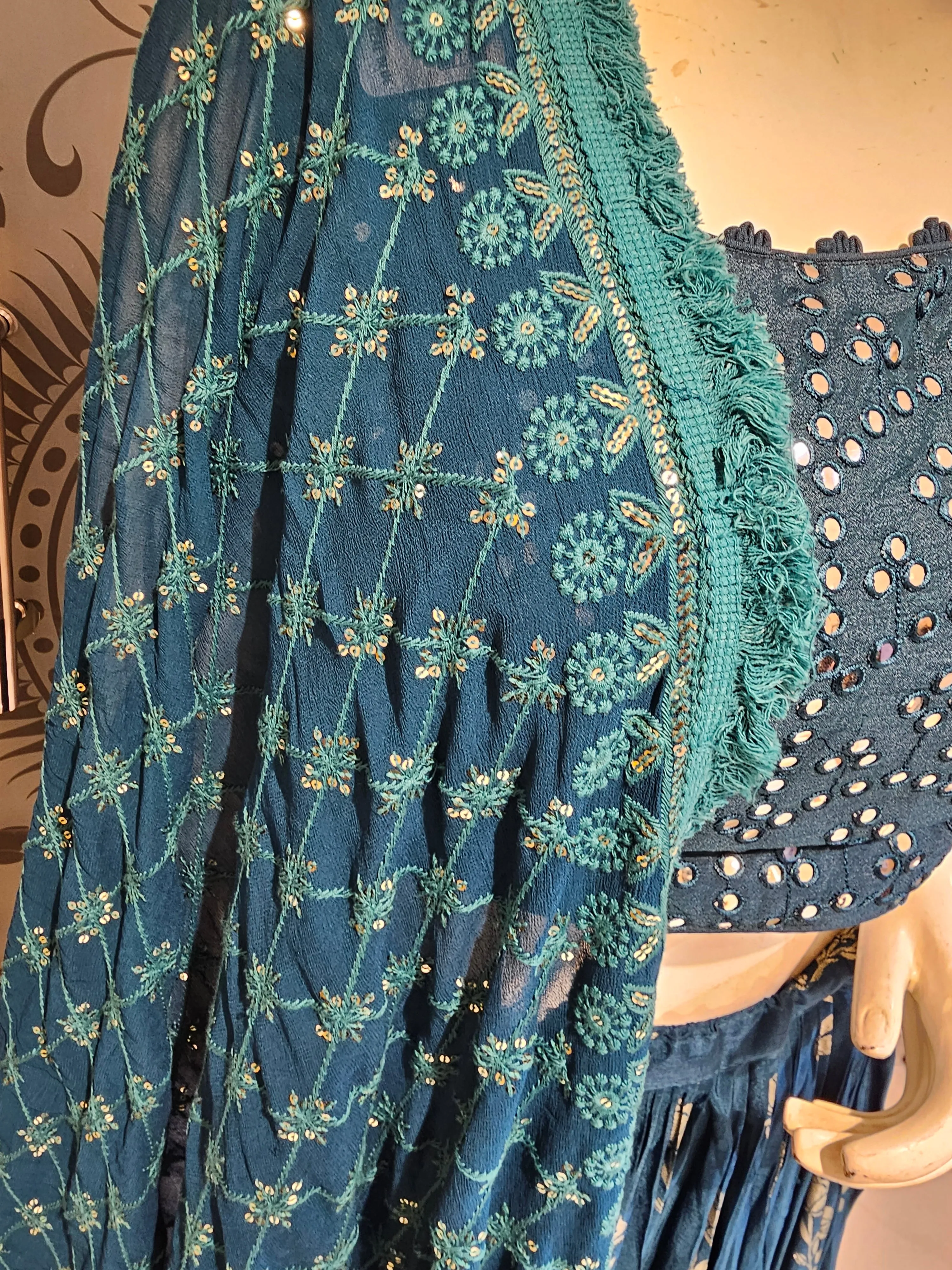 Blue Lehenga Choli with Hand Embroidery