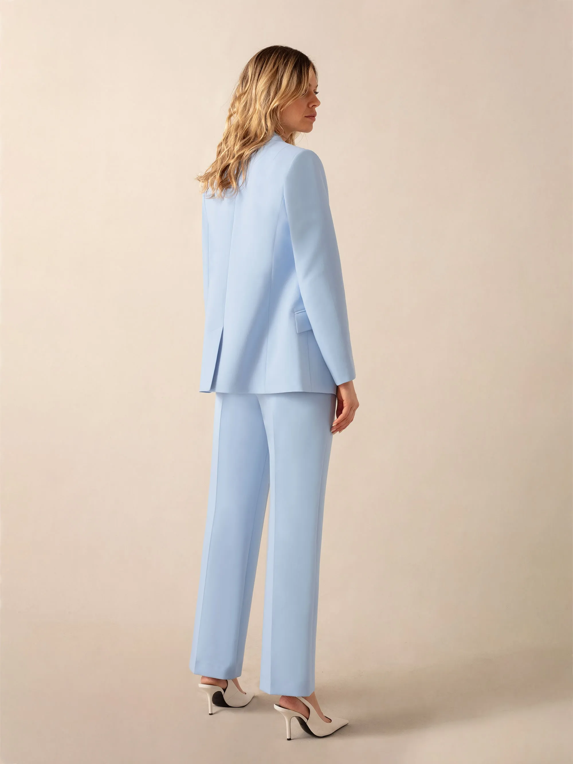 Blue Straight Leg Trousers