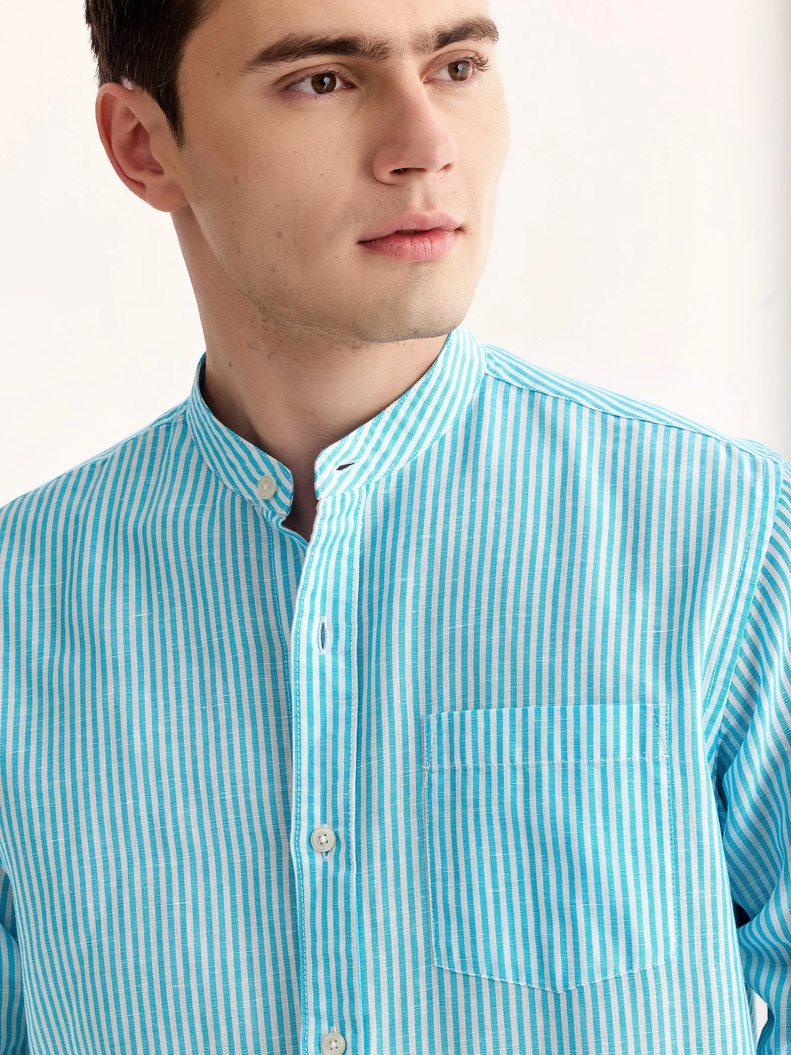 Blue Striped Linen Shirt