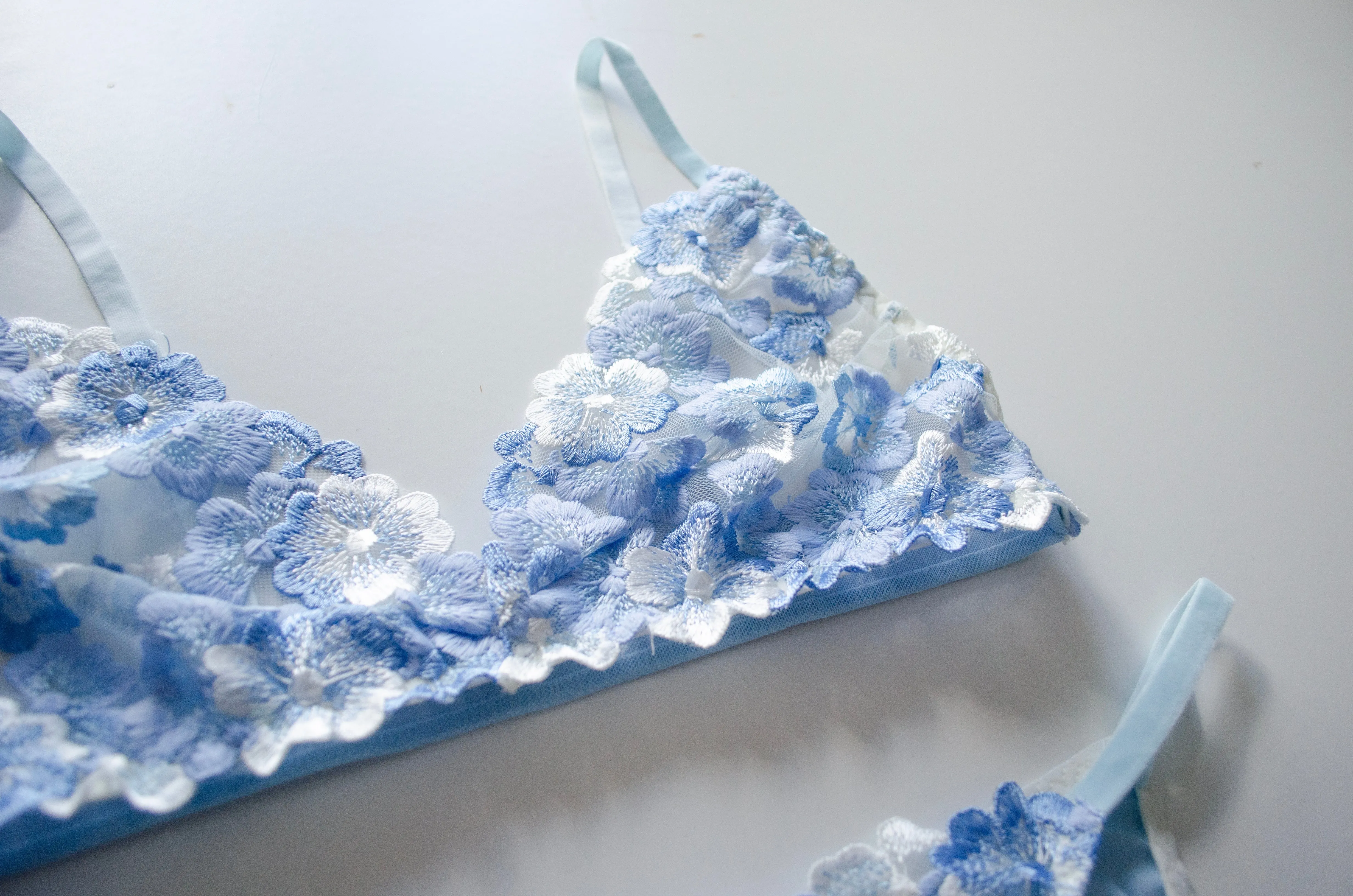 Bluebell Embroidered Lace Bra