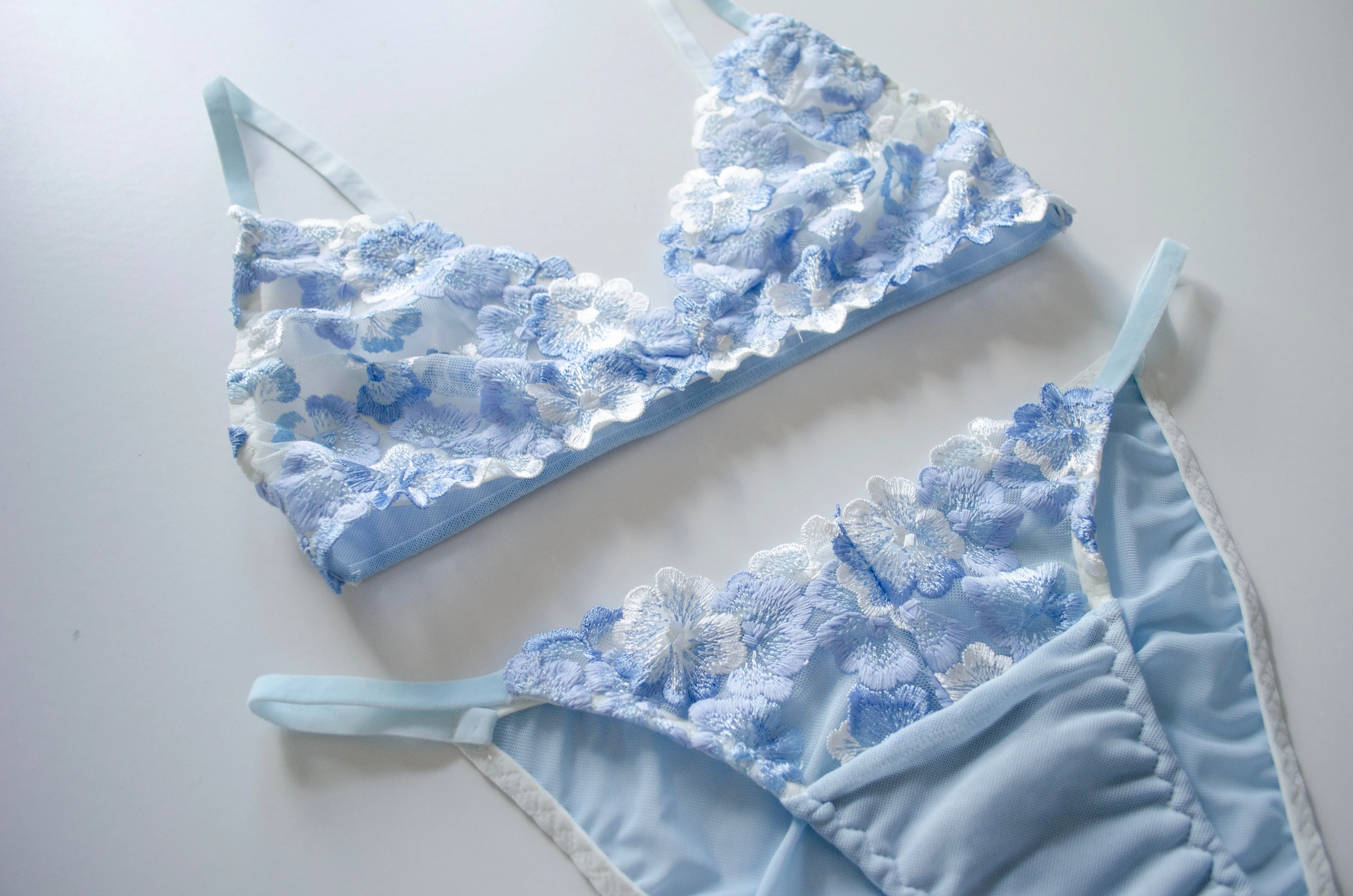 Bluebell Embroidered Lace Bra