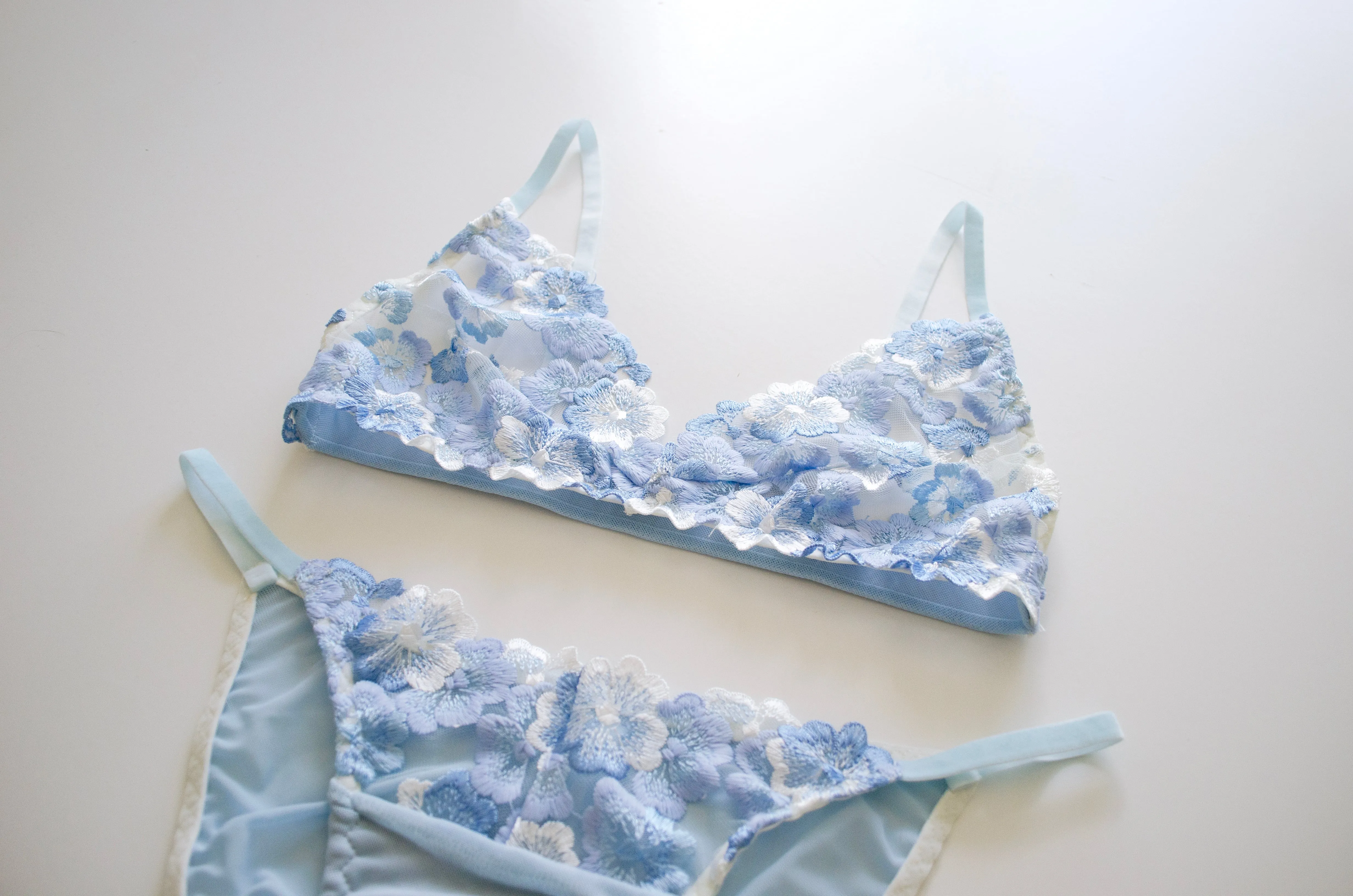 Bluebell Embroidered Lace Bra