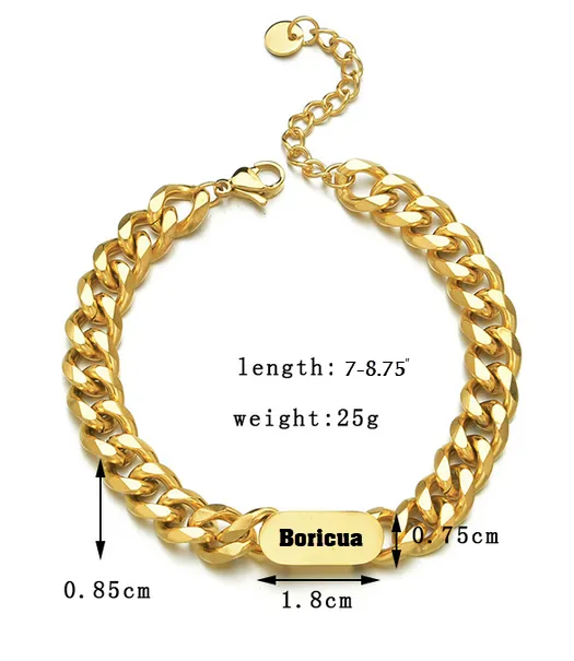 Boricua Gold Adjustable Length Cuban Chain Bracelet