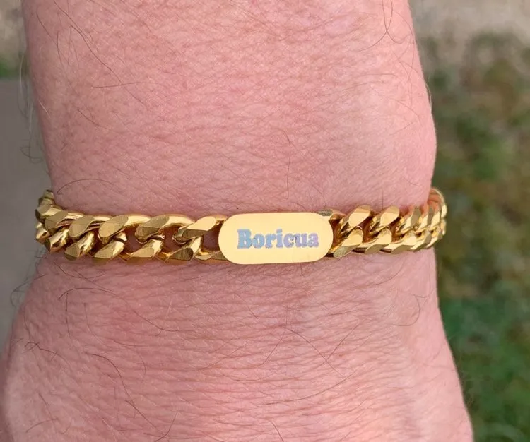 Boricua Gold Adjustable Length Cuban Chain Bracelet