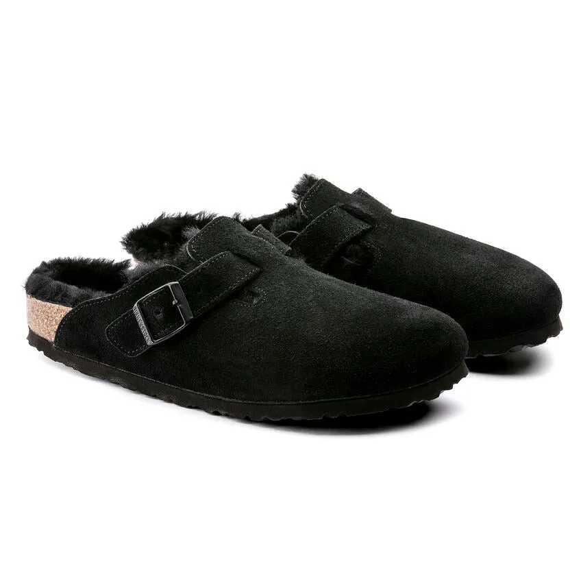 Boston Adult Shearling Clog - Black Suede