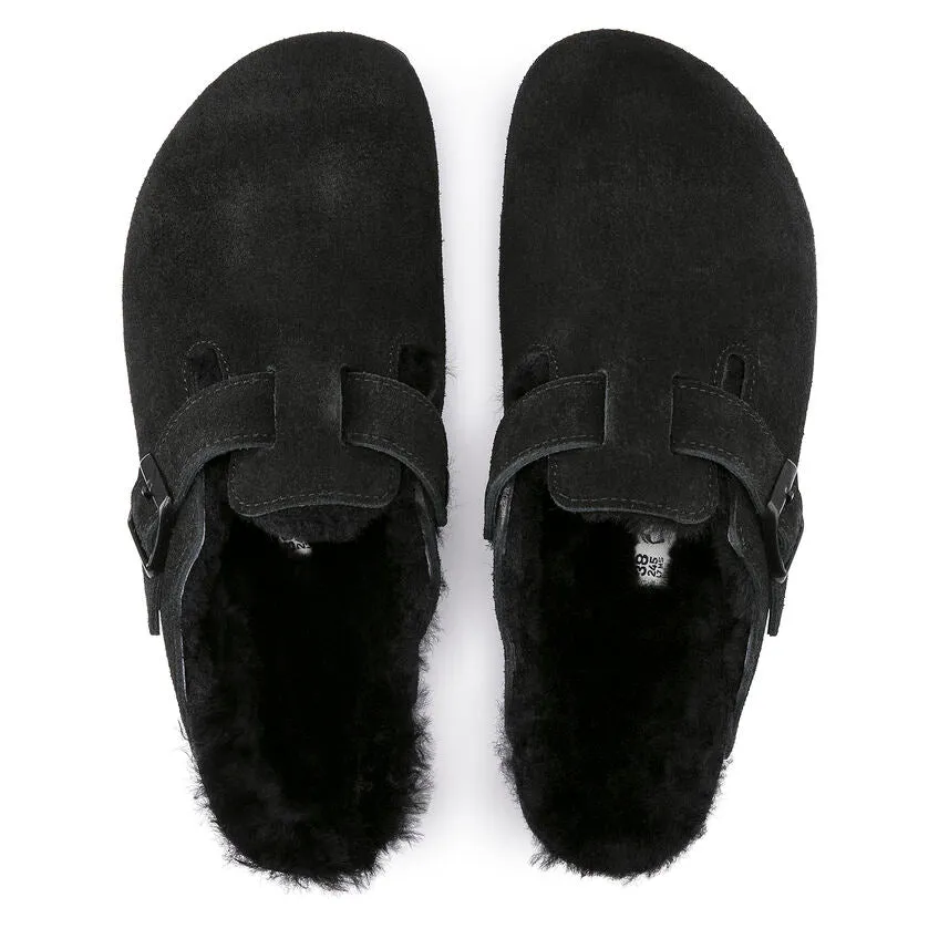 Boston Adult Shearling Clog - Black Suede