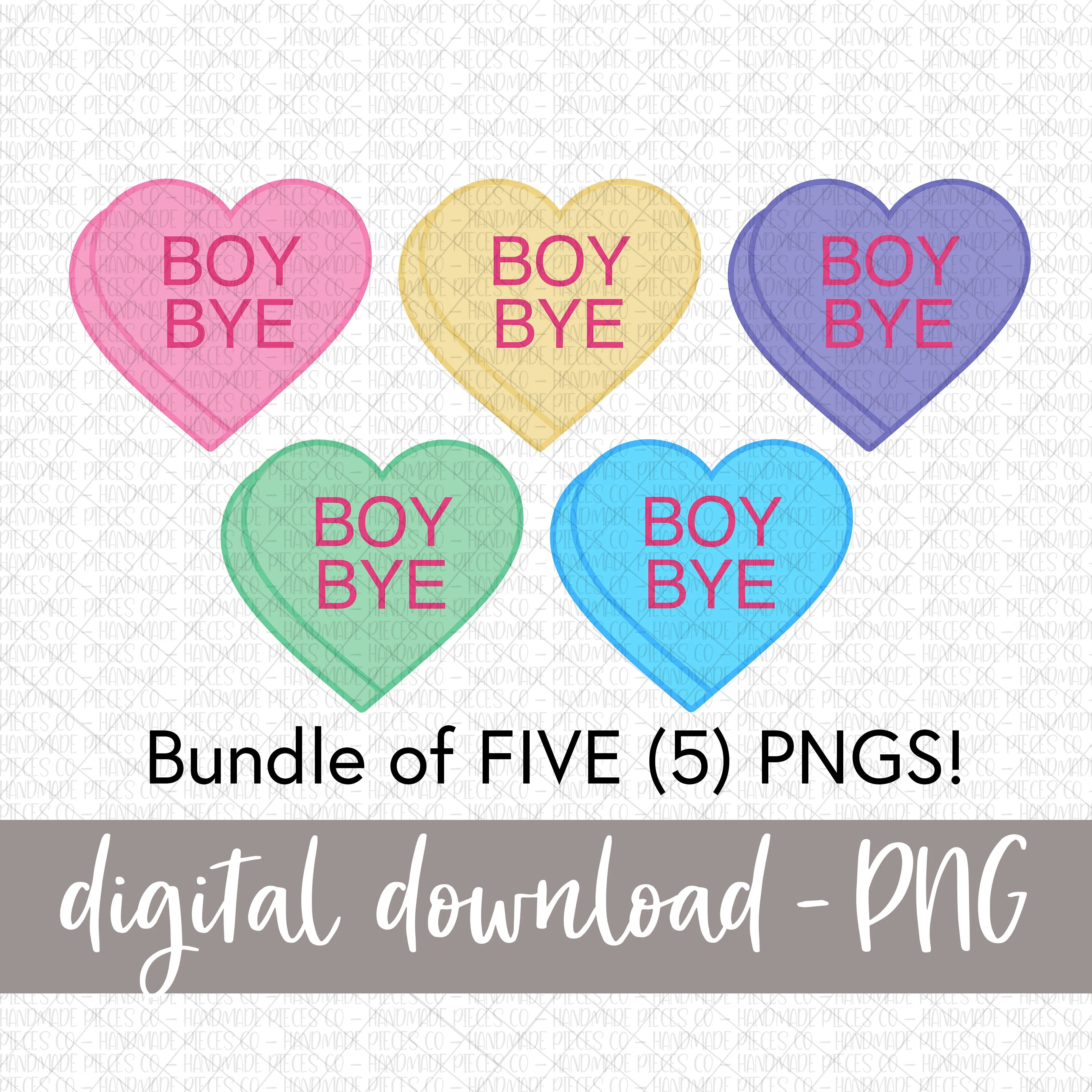 Boy Bye Candy Heart, Bundle - Digital Download