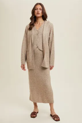 Brushed Melange Hooded Cardigan