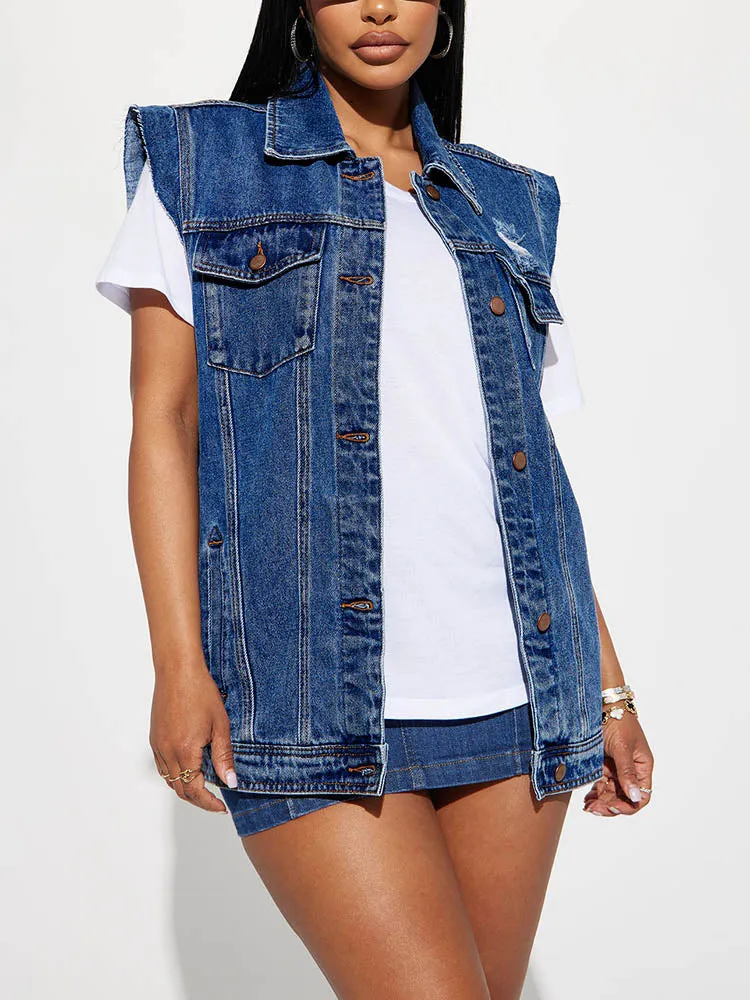 Button Denim Vest