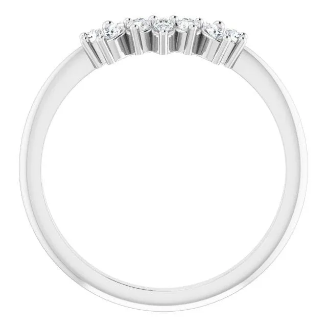 Camilla Band- Graduated Diamond, Moissanite or White Sapphire Curved Contoured Crown Stacking Wedding Ring