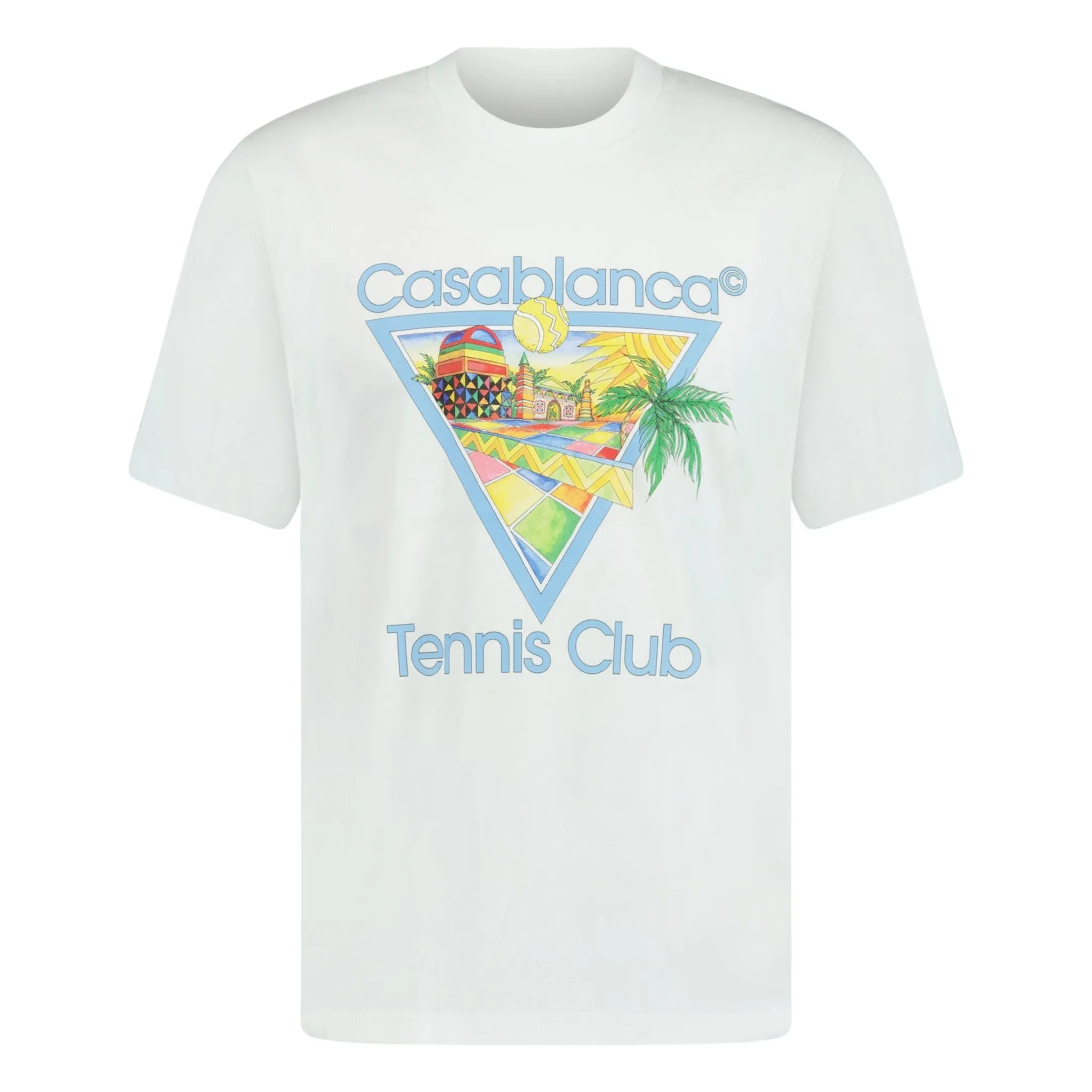 CASABLANCA TENNIS CLUB T-SHIRT BLUE WHITE