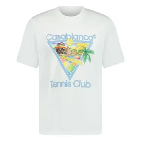 CASABLANCA TENNIS CLUB T-SHIRT BLUE WHITE