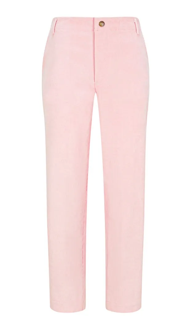 Chino-style stretch pincord pale pink trouser