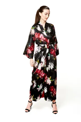 Christine Silk Long Robe - Valentina Print - Made in Canada