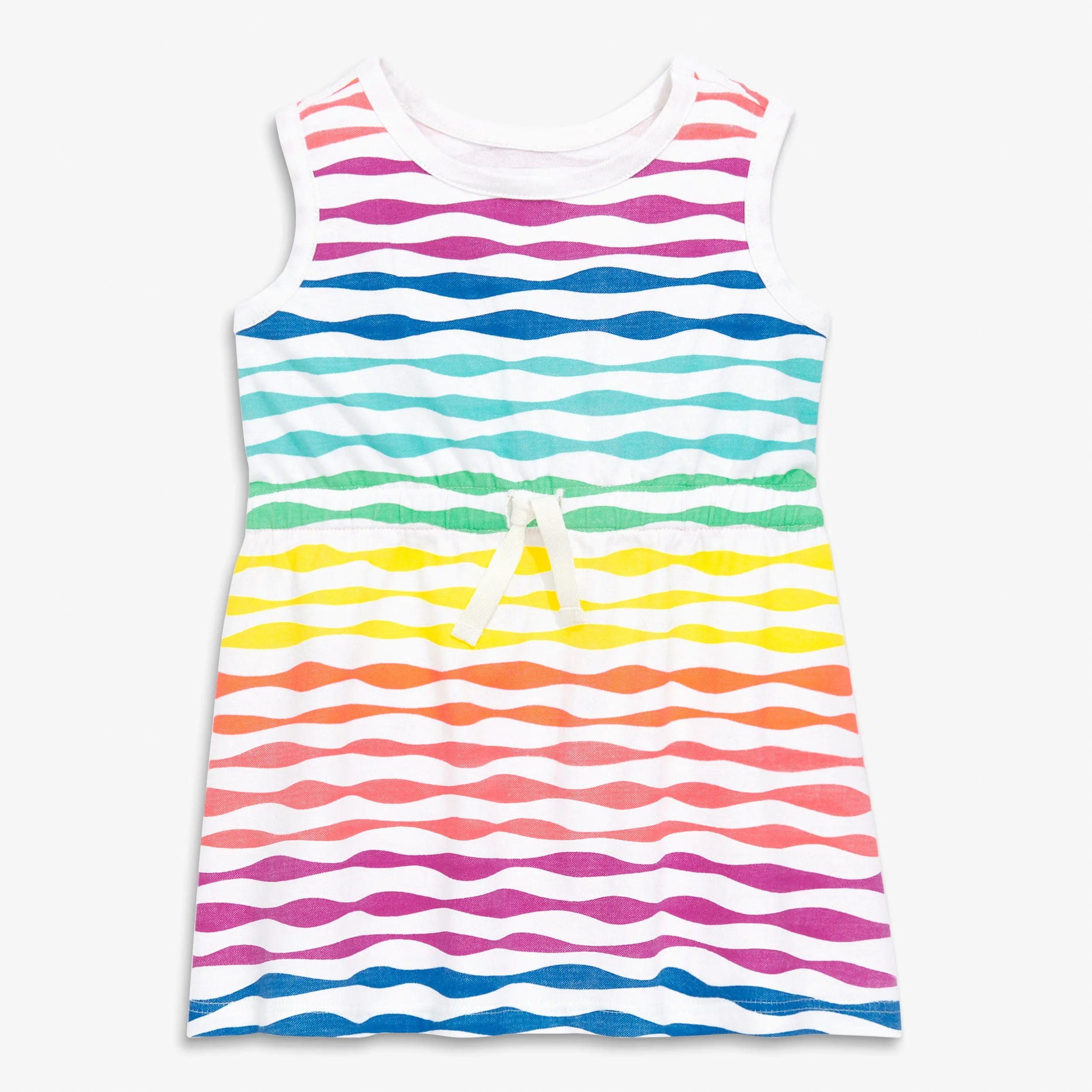 Clearance baby drawstring dress in rainbow waves