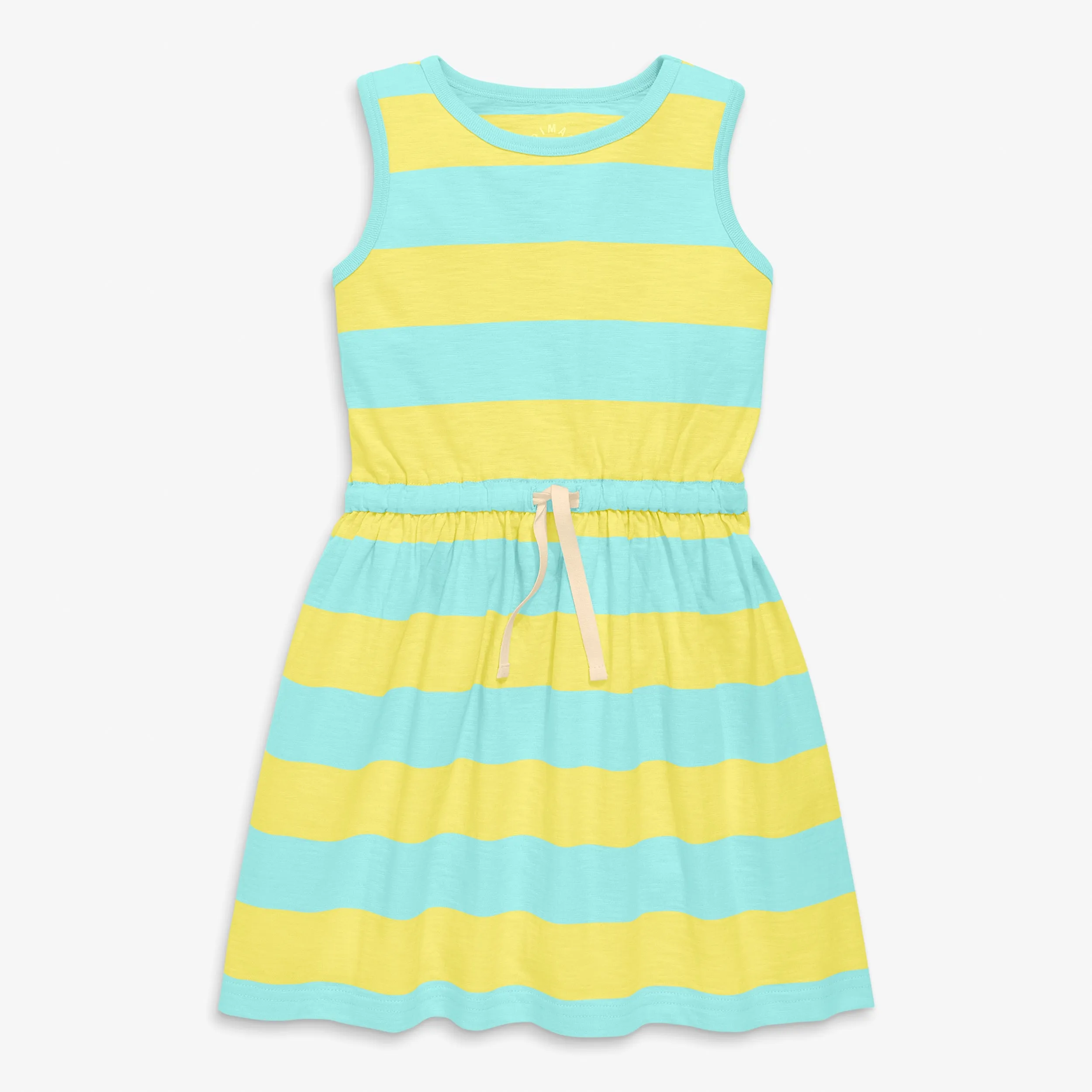 Clearance drawstring tank dress in rugby stripe