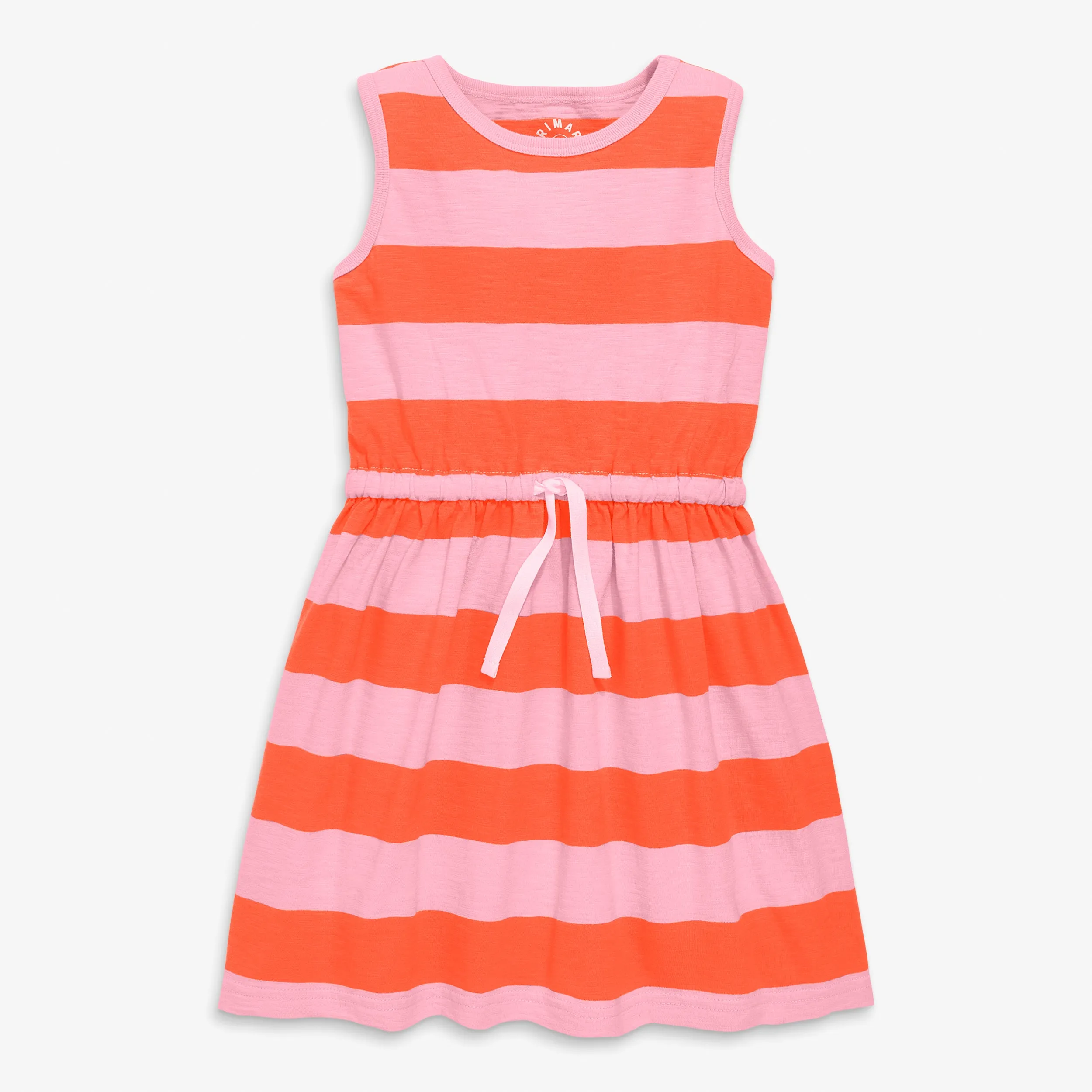 Clearance drawstring tank dress in rugby stripe