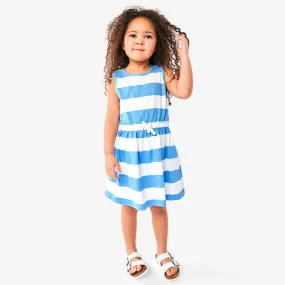 Clearance drawstring tank dress in rugby stripe