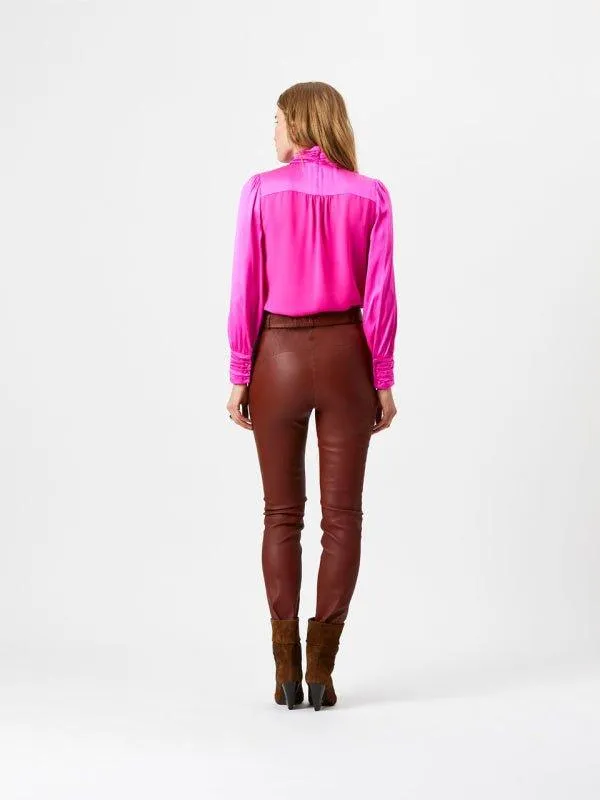 Coline High Collar Top Pink Energy