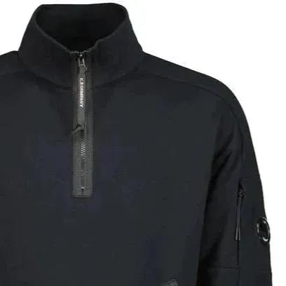 CP COMPANY Collar 1/4 Zip Diagonal Raised Fleece Black