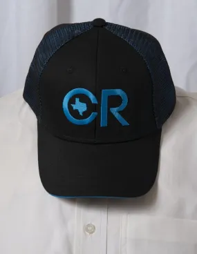 CR Ranchwear Black with Blue Mesh Snap Back Hat