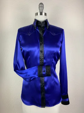 CR Special Electric Blue and Black Bold Stripe Satin