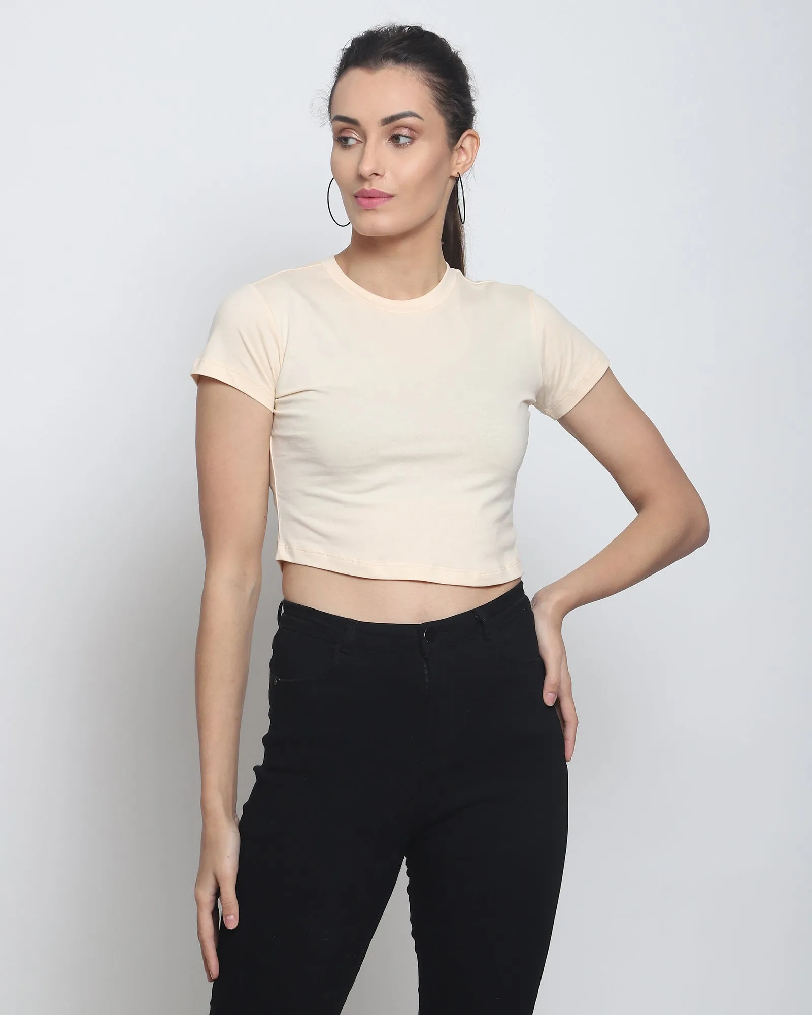 Crop Top: Solid Pale Ivory