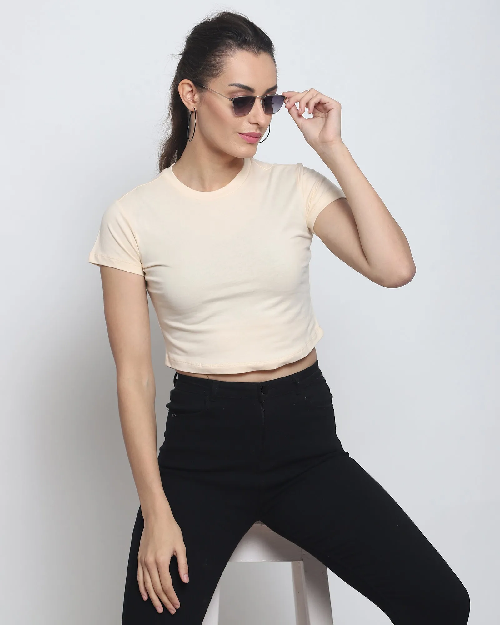 Crop Top: Solid Pale Ivory