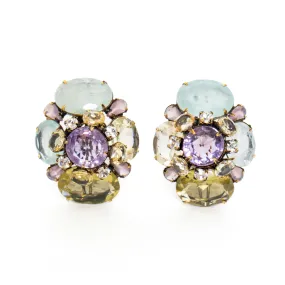 Crystal and Gemstone Clip On Earrings