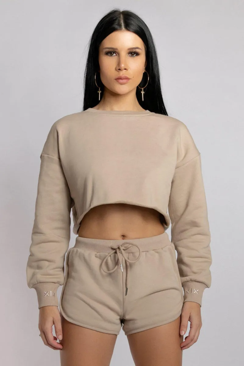 CXIX Oversized Cropped Jumper - Fawn