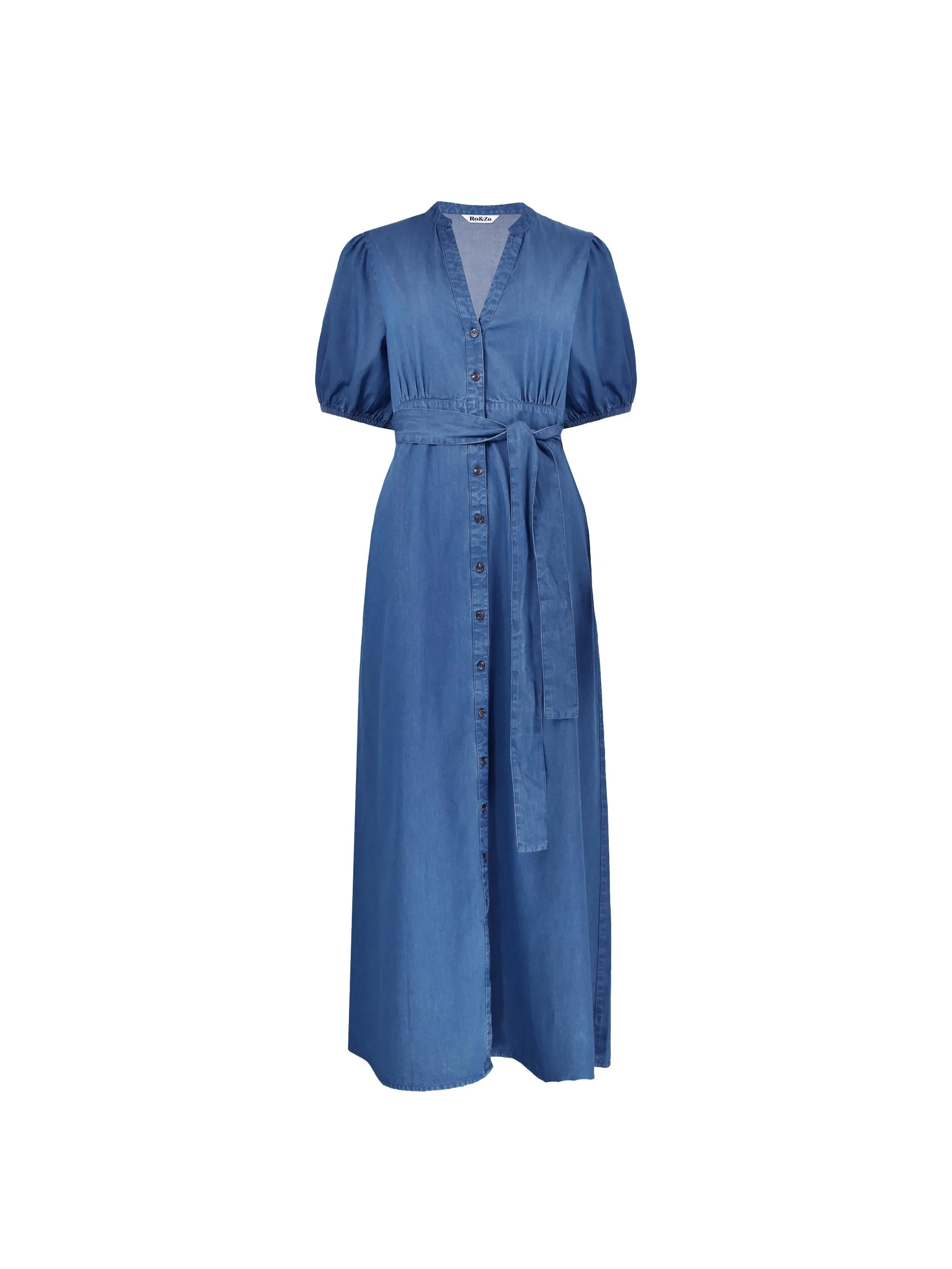 Denim Tencel Tie Waist Shirt Dress