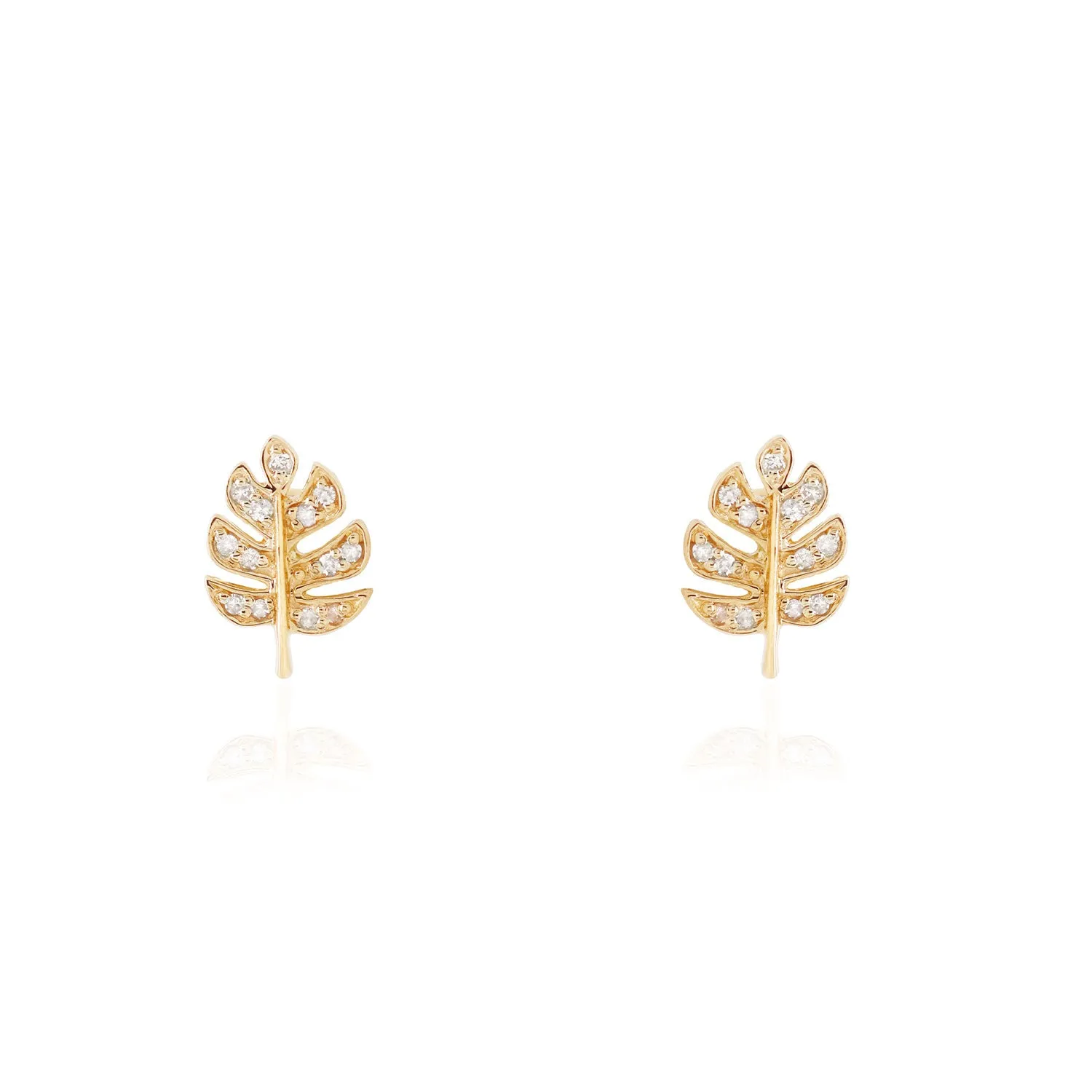 Diamond Leaf Stud Earrings