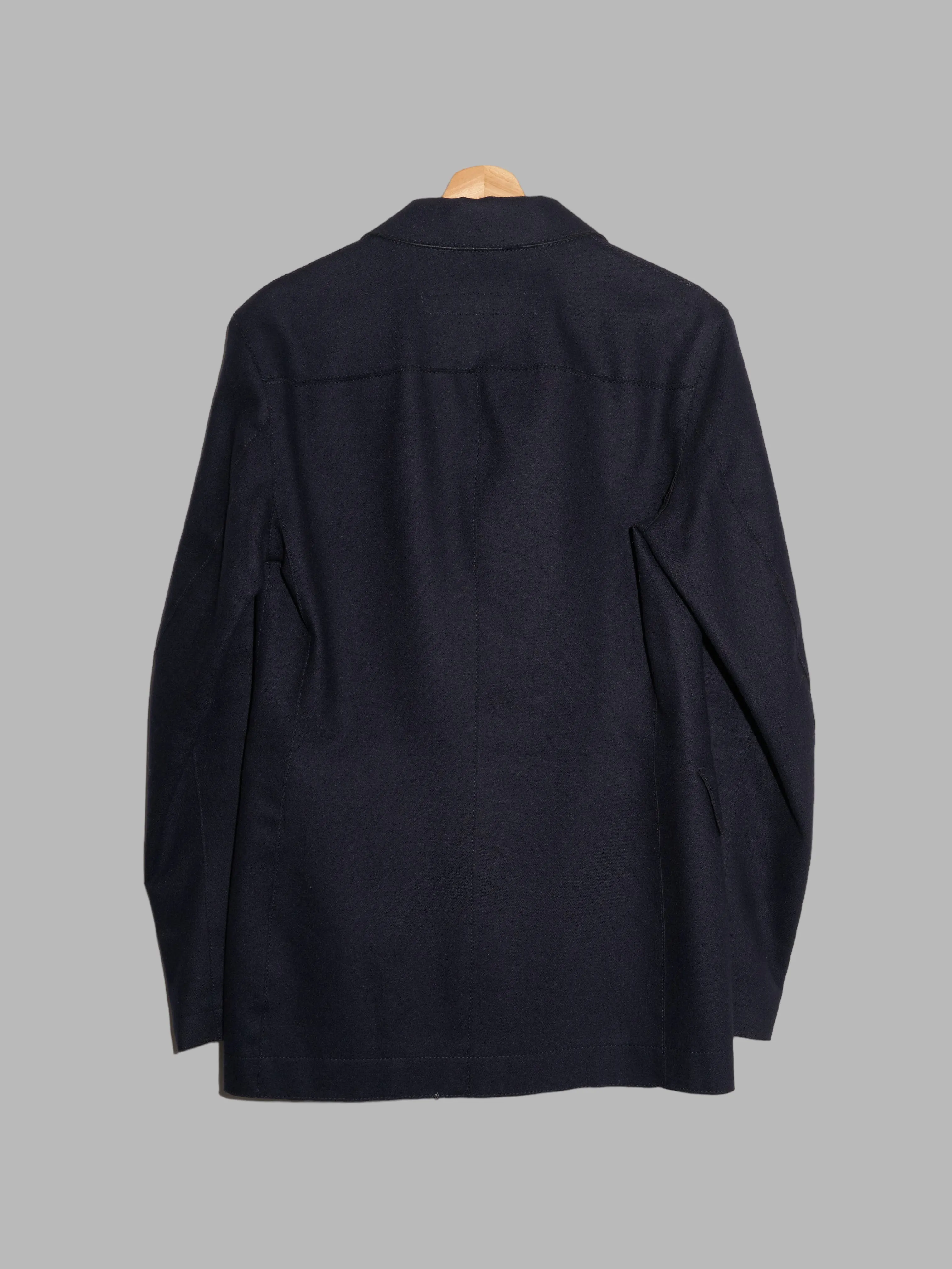 Dirk Bikkembergs 1990s 2000s dark navy wool blazer with bonded vinyl lining