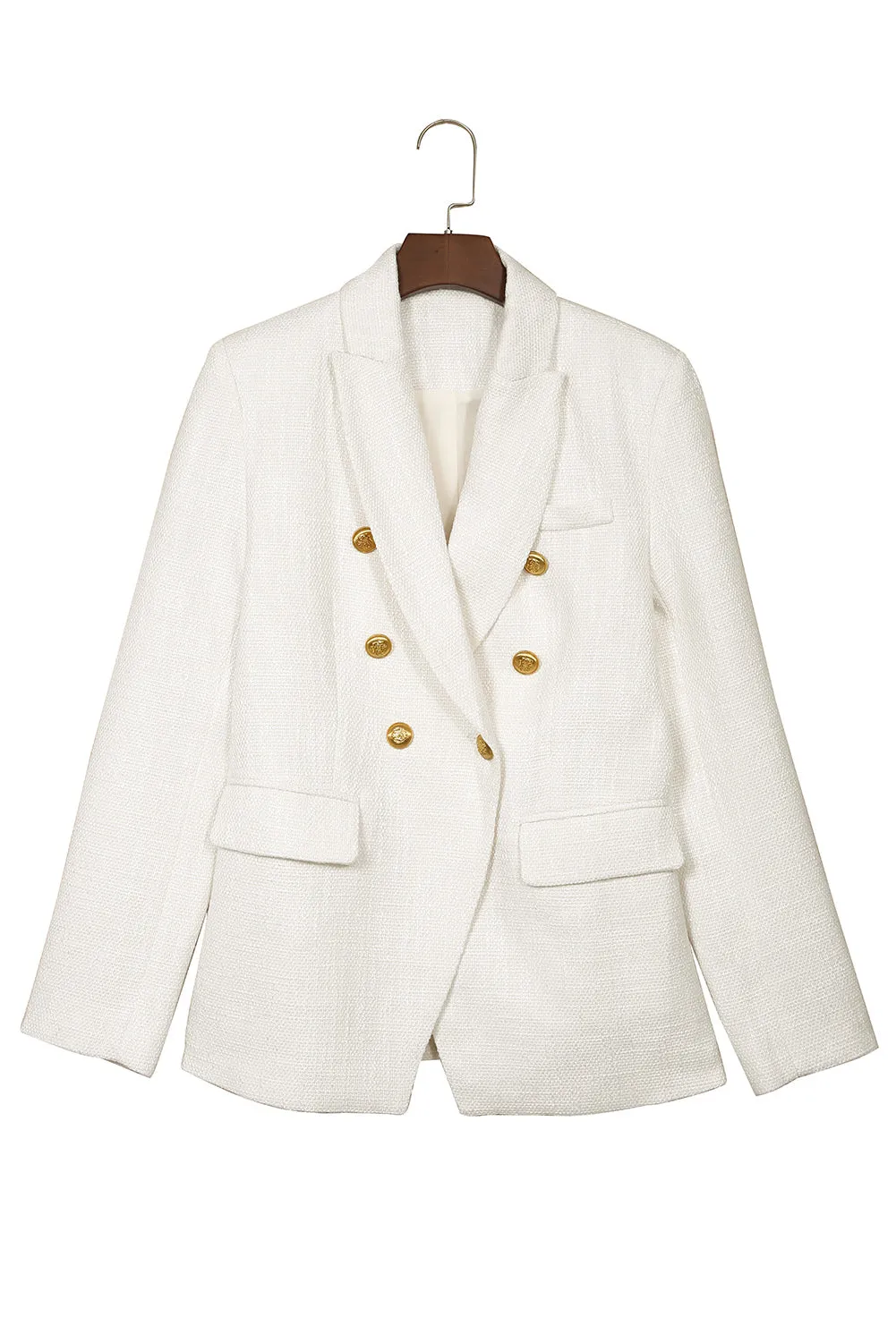 Double Breasted Lapel Blazers Women's Casual Office Long Sleeve Jacket