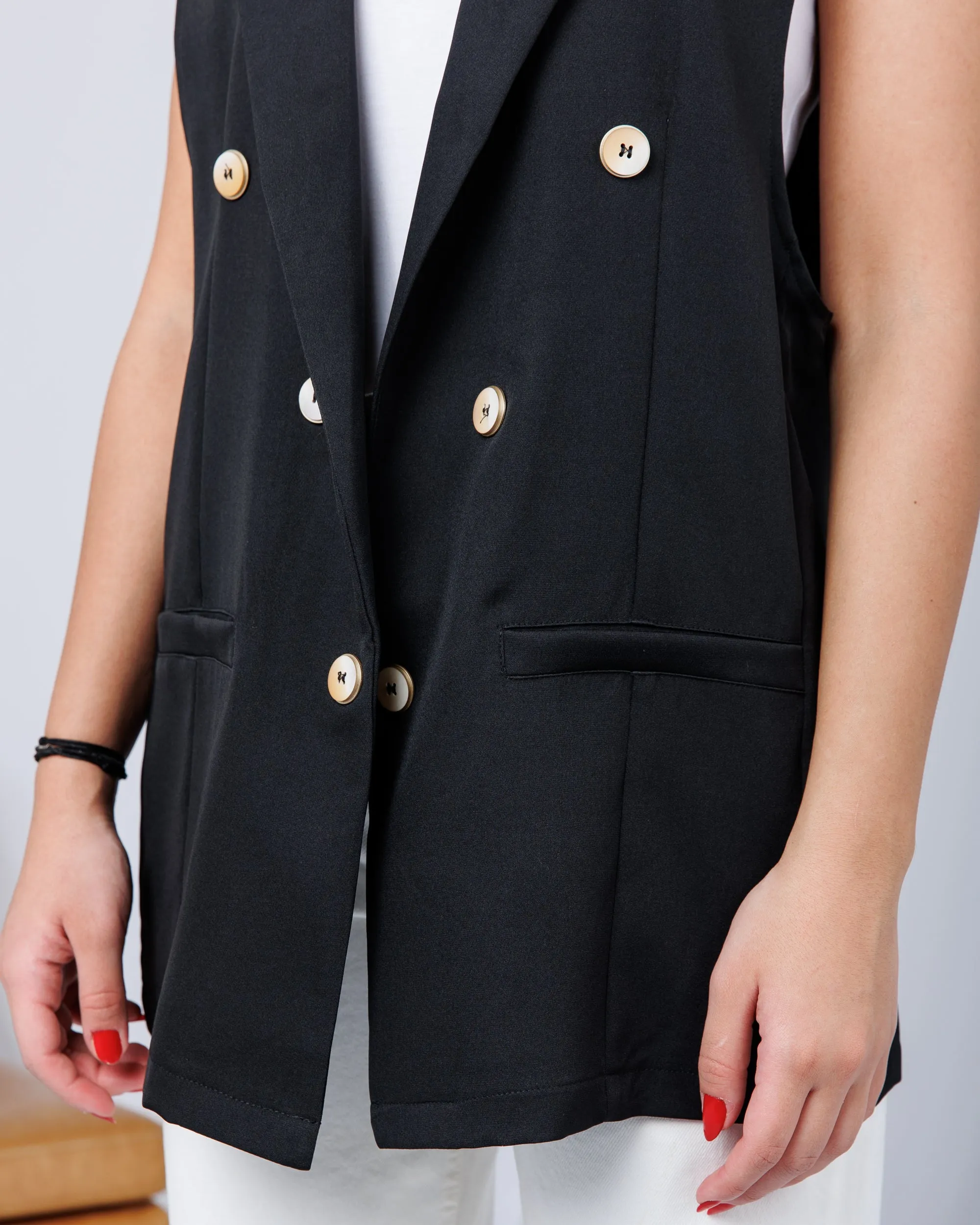 Double Breasted lapel collar Blazer Vest 2702 - بليزر