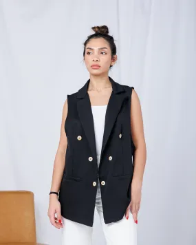 Double Breasted lapel collar Blazer Vest 2702 - بليزر