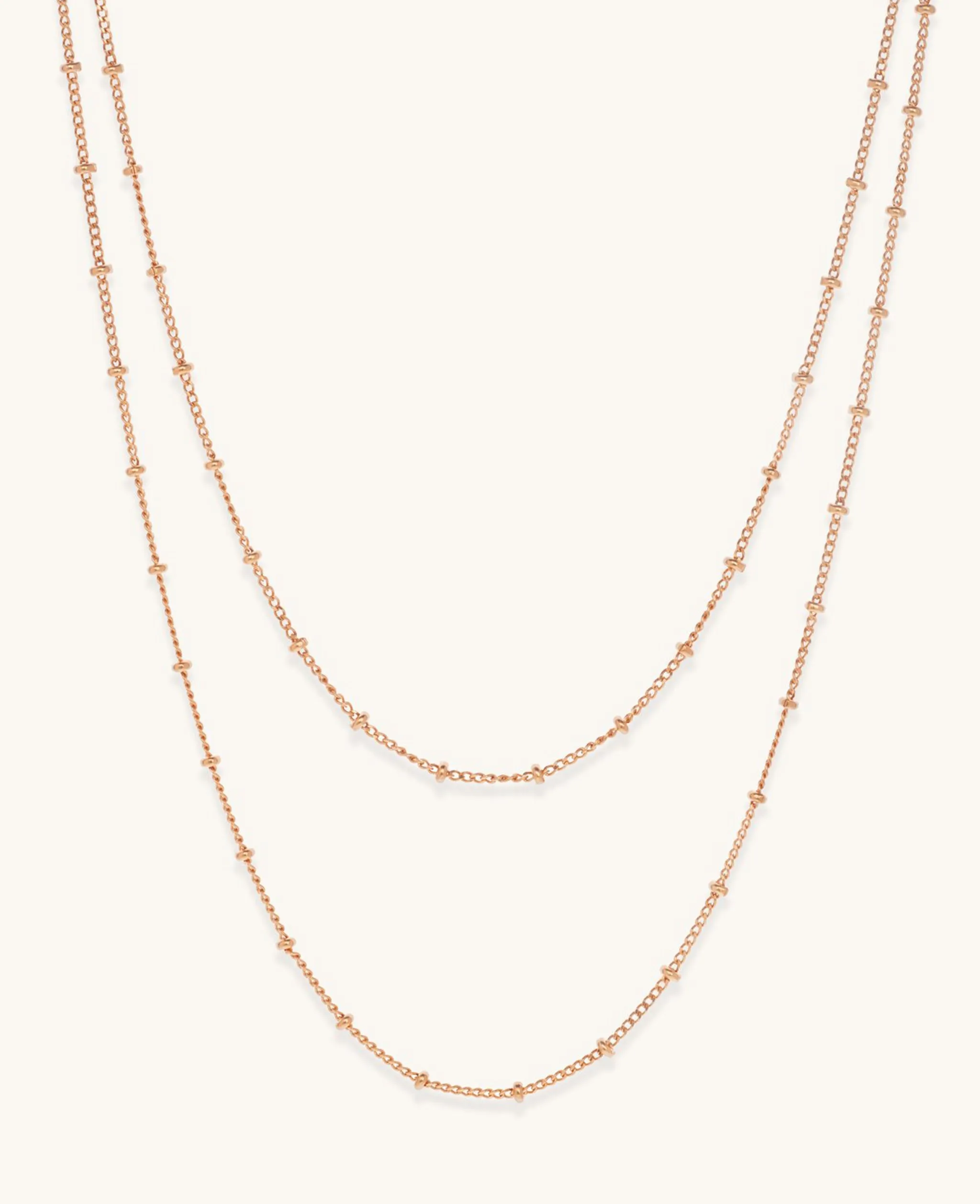 Double Strand Beaded Satellite Necklace Rose Gold