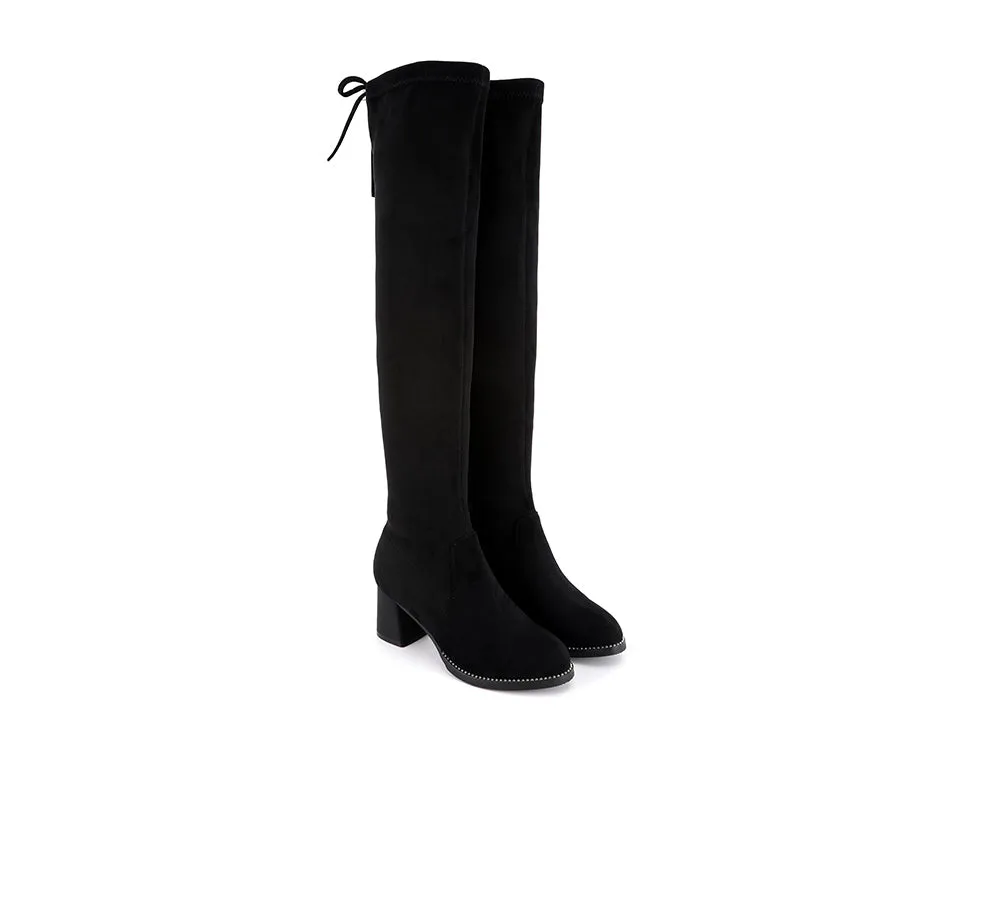 Drawstring Over The Knee Studded Detail Fashion Boots Women Jolie