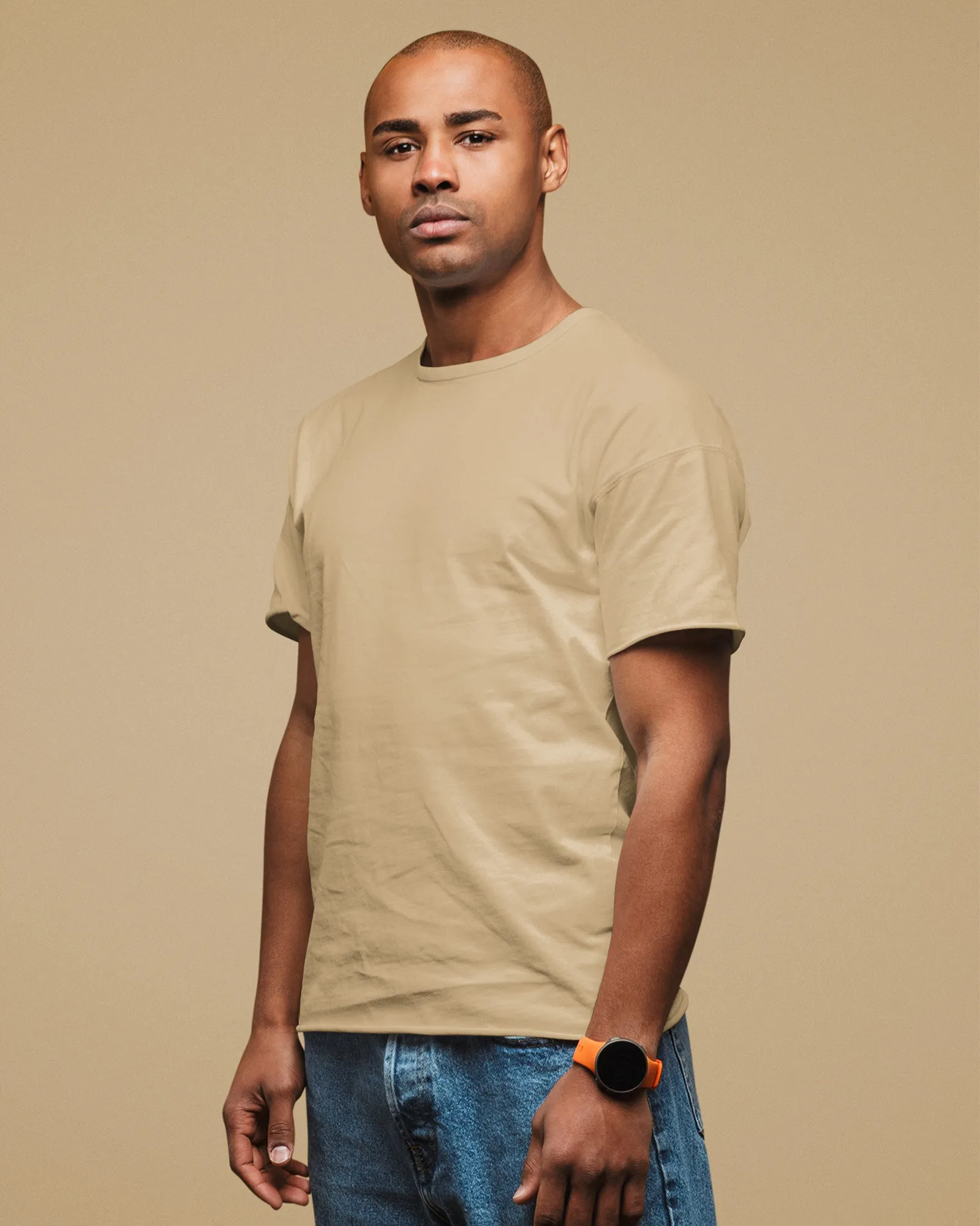 Drop Shoulder Crew Neck: Sepia