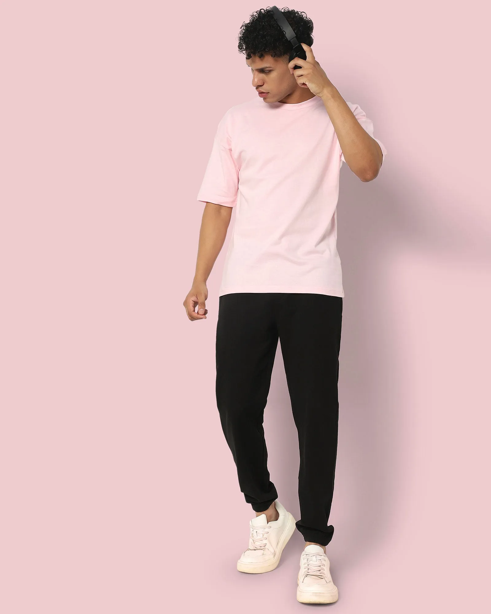 Drop Shoulder HW Crew Tee: Baby Pink