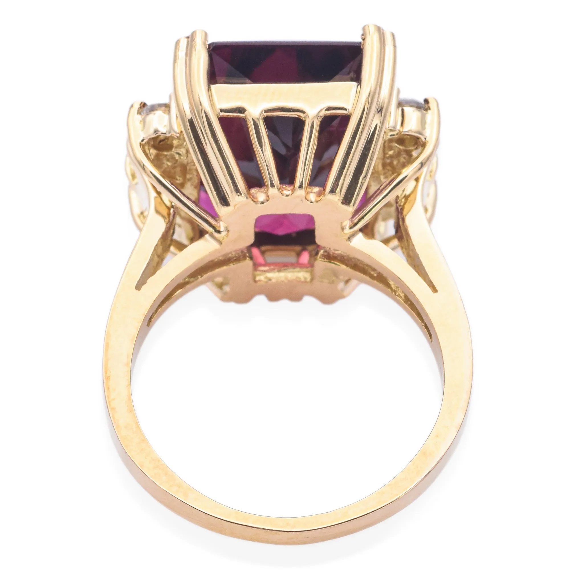 Estate 18K Yellow Gold 14.88ct Tourmaline & 0.40 TCW Diamond Cocktail Ring