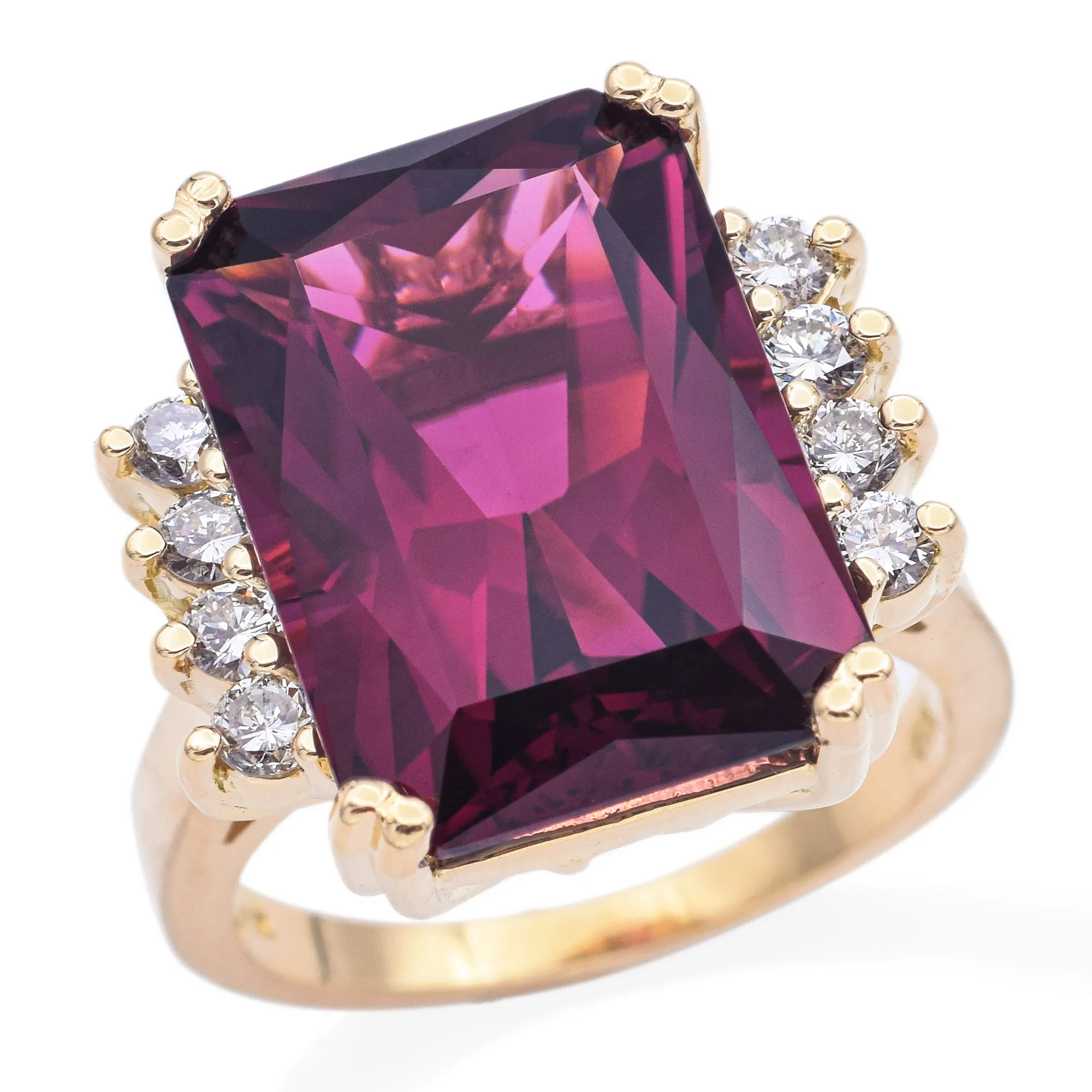 Estate 18K Yellow Gold 14.88ct Tourmaline & 0.40 TCW Diamond Cocktail Ring