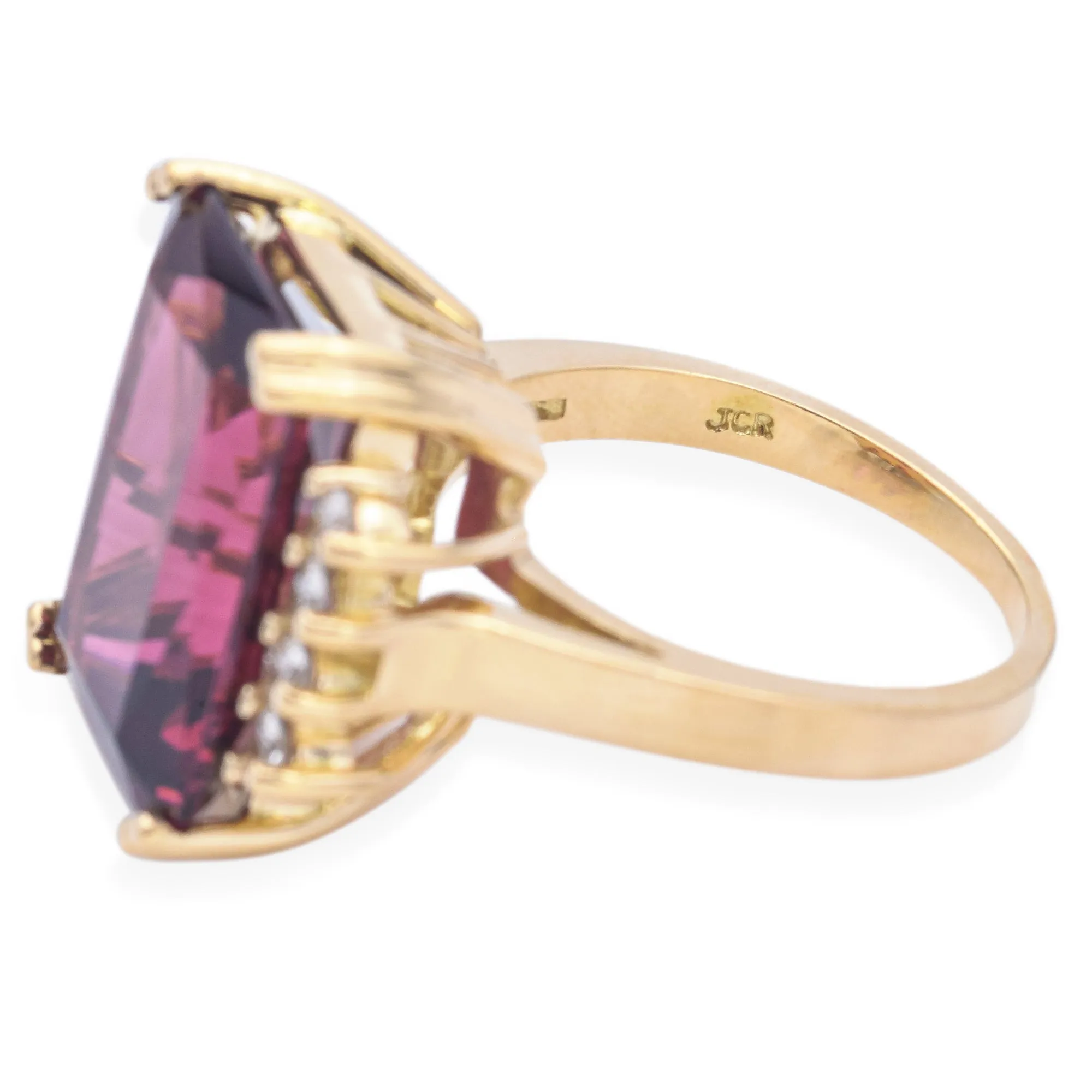 Estate 18K Yellow Gold 14.88ct Tourmaline & 0.40 TCW Diamond Cocktail Ring