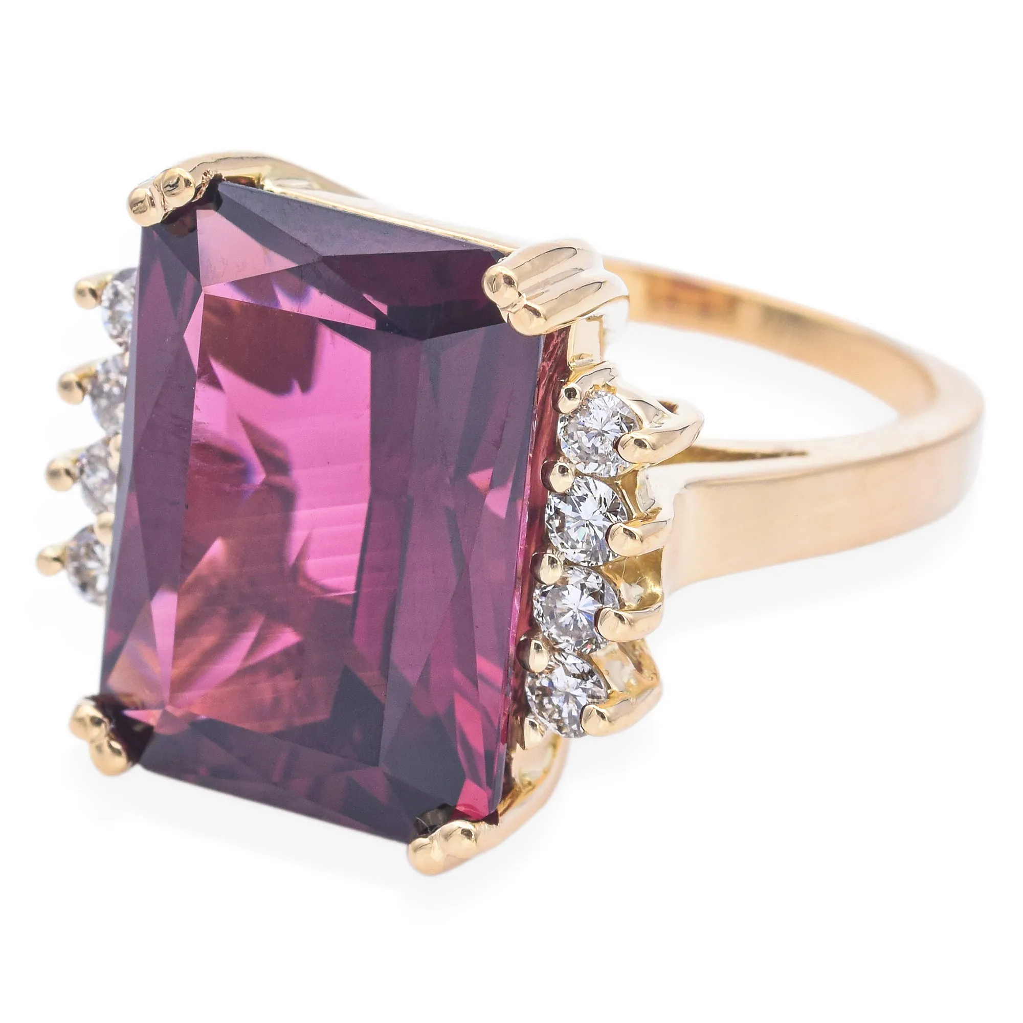 Estate 18K Yellow Gold 14.88ct Tourmaline & 0.40 TCW Diamond Cocktail Ring